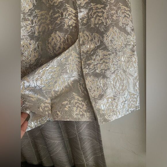 Barneys New York Skirt Sz 36 Brocade Floral  Silver Metallic Lined Made In Italy - Picture 15 of 16